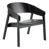 Muuto - Cover Lounge Chair black, black leather seat