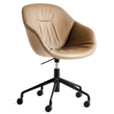 AAC 153 Soft Stoel leer, 5 star swivel met wielen / gaslift