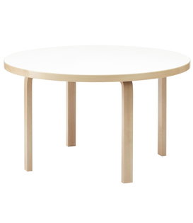 Artek Aalto Table 91 Round berken, wit laminaat 125cm