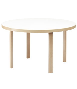 Artek Aalto Table 91 Round berken, wit laminaat 125cm