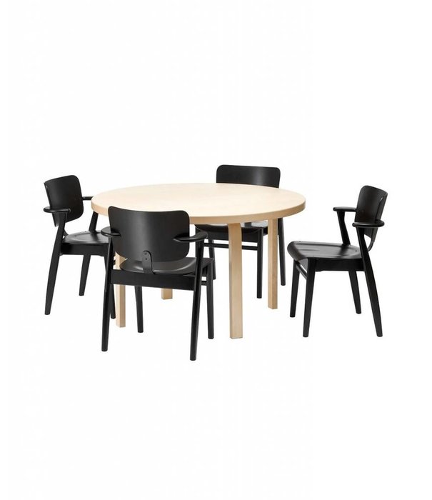 Artek  Artek -  Aalto Table round 91, zwart linoleum Ø125