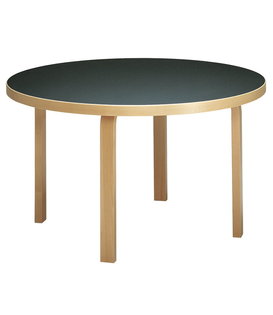 Artek - Aalto Table round 91, black linoleum