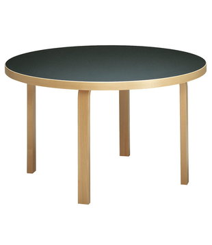 Artek -  Aalto Table round 91, zwart linoleum