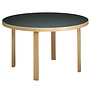Artek -  Aalto Table round 91, zwart linoleum Ø125