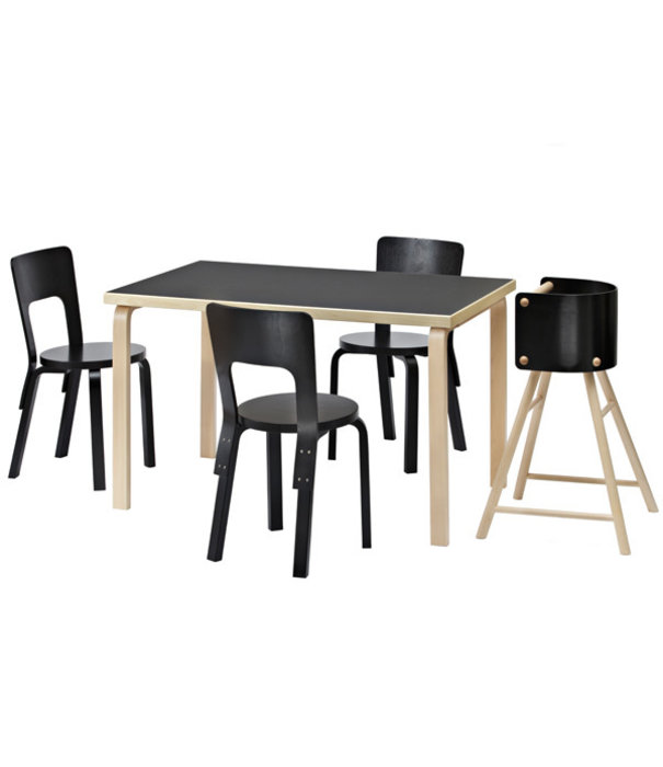 Artek  Artek - Aalto Table rectangular 81B black linoleum 120 x 75