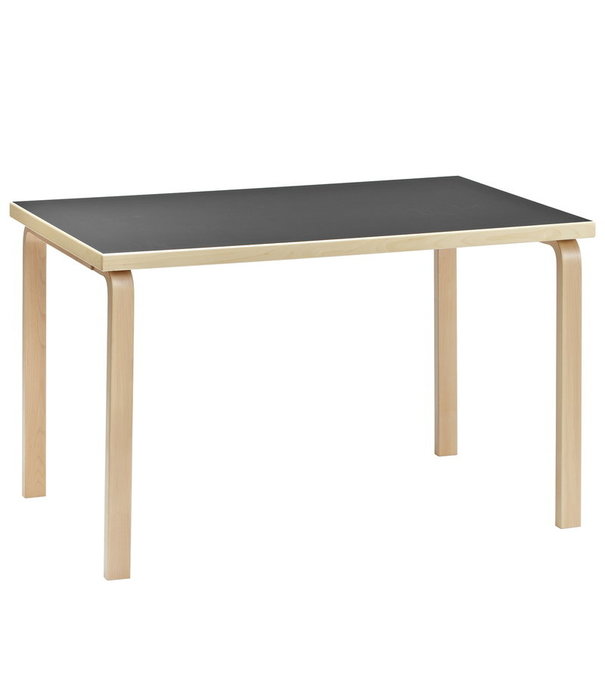 Artek  Artek Aalto Table rectangular 81B zwart linoleum, 120 x 75