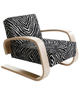 Aalto Armchair 400 Tank,  birch, Zebra black / white