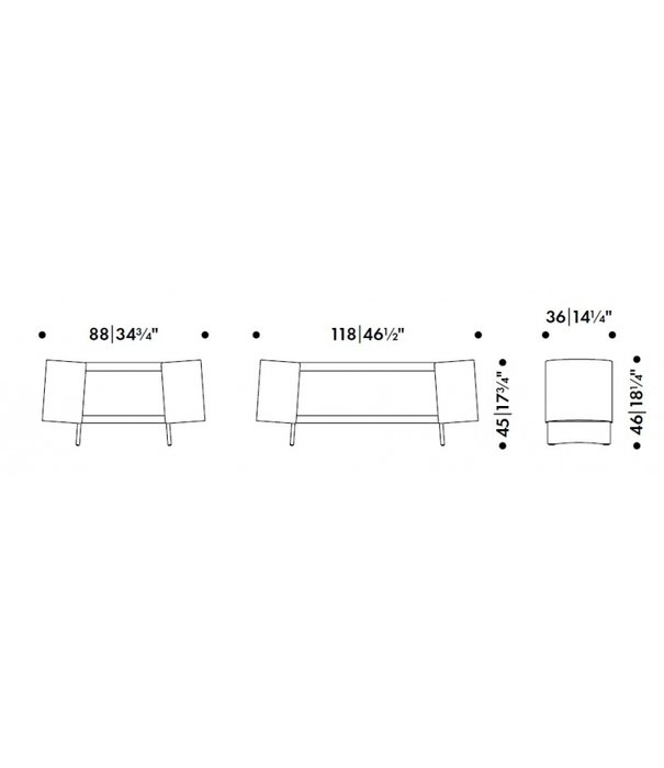 Artek  Artek - Kiulu bank B zwart berken L88 cm.