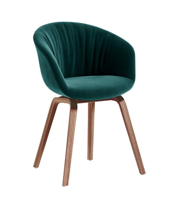 Hay  Dining Campaign, Hay AAC23 Soft Dining Chair Lola green, walnut legs