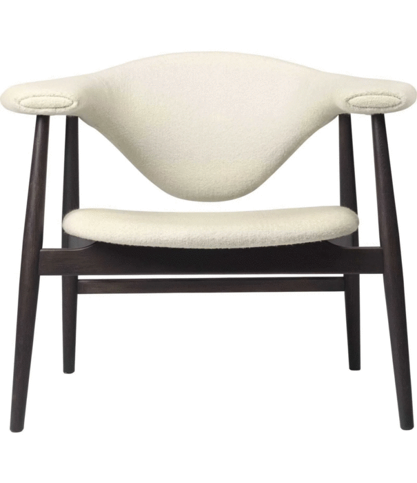 Gubi  Masculo Lounge Chair Harp 24 cream, walnut wood base