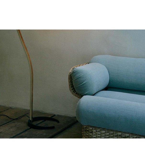 Gubi  Basket 3-seater Sofa rattan, Sunday 002 velvet