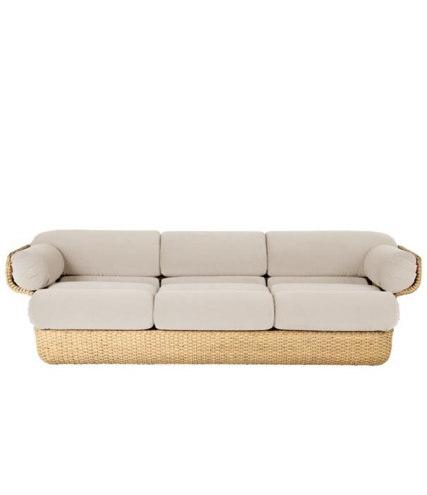Gubi  Gubi - Basket 3-seater Sofa, rattan -Sunday 002 velvet
