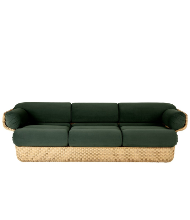 Gubi  Basket 3-seater Sofa rattan, Sunday 002 velvet