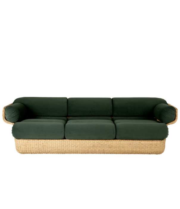 Gubi  Gubi - Basket 3-seater Sofa, rattan -Sunday 002 velvet