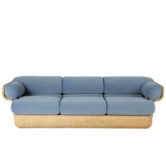 Gubi - Basket 3-seater Sofa, rattan -Sunday 002 velvet