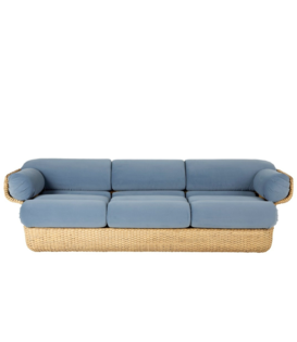 Gubi - Basket 3-seater Sofa, rattan -Sunday 002 velvet