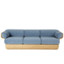 Gubi - Basket 3-seater Sofa, rattan -Sunday 002 velvet