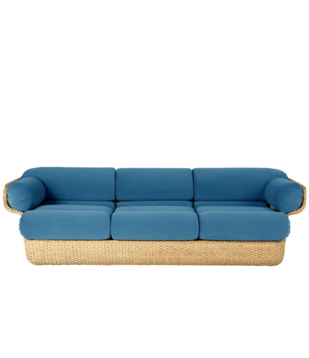 Gubi  Gubi - Basket 3-seater Sofa, rattan -Sunday 002 velvet