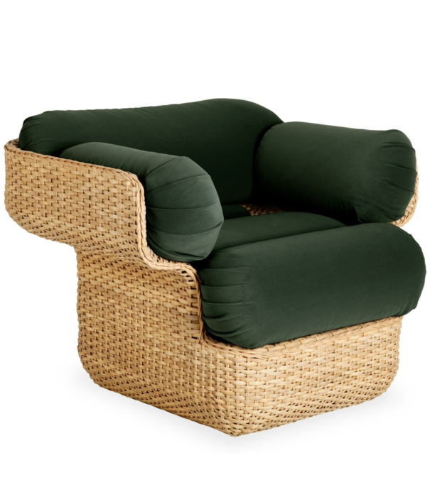 Gubi  Basket Lounge Stoel rotan, Sunday 002 velours