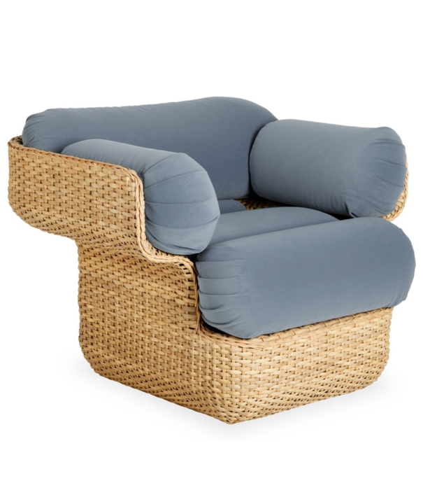 Gubi  Basket Lounge Stoel rotan, Sunday 002 velours