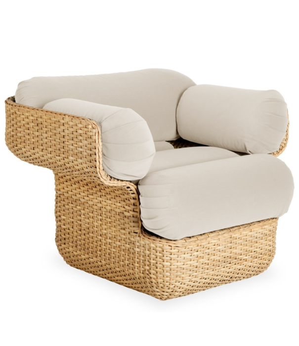 Gubi  Basket Lounge Stoel rotan, Sunday 002 velours
