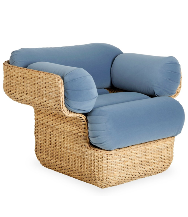 Gubi  Basket Lounge Stoel rotan, Sunday 002 velours