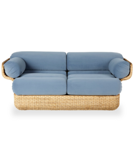 Gubi - Basket 2-seater Sofa, rattan - Sunday 002 velvet