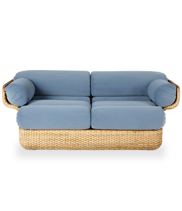 Gubi  Basket 2-seater Sofa rattan, Sunday 002 velvet