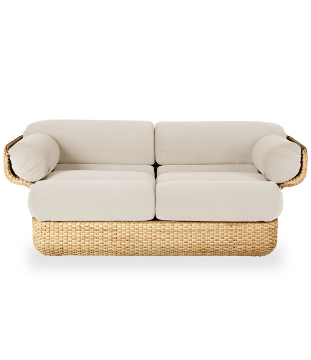 Gubi  Basket 2-seater Sofa rattan, Sunday 002 velvet