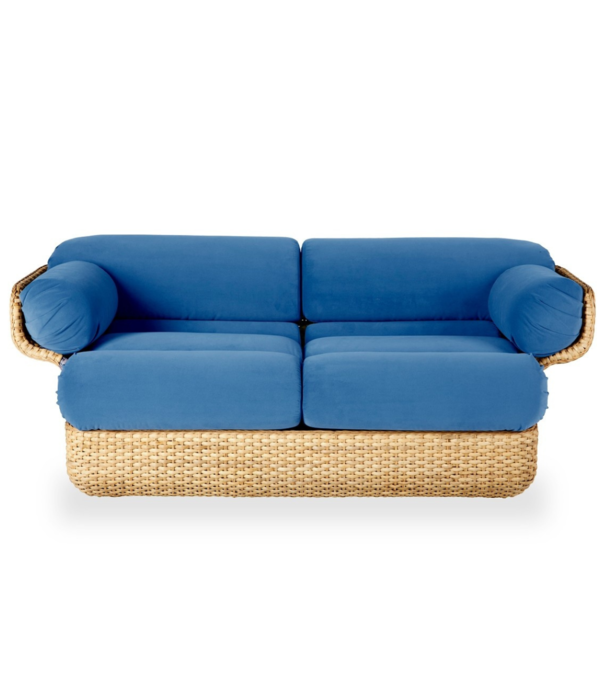 Gubi  Basket 2-seater Sofa rattan, Sunday 002 velvet