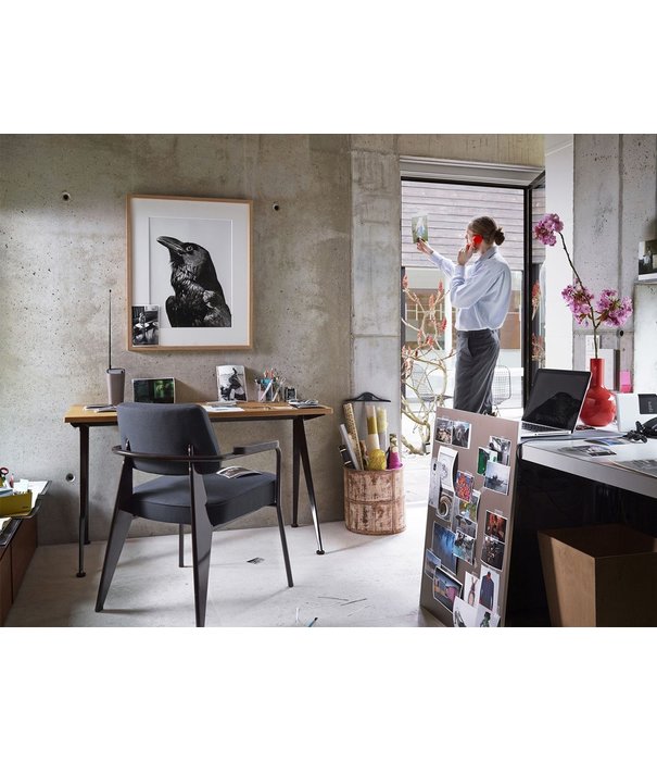 Vitra  Vitra Compas Direction Desk Prouve Blanc, oak table top