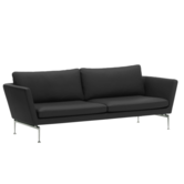 Vitra Suita 3-zits Bank Classic, nero premium F leer, gepolijst voet