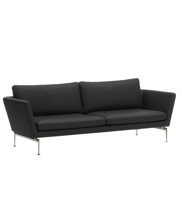 Vitra  Vitra Suita 3-seater Sofa Classic, black premium F leather, polished base
