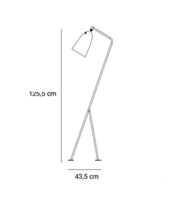 Gubi  Gubi -   Grasshopper floor lamp - aluminium  andorra red