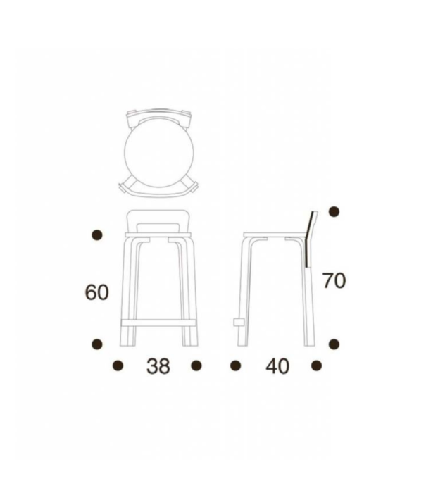 Artek  Artek - Aalto High chair K65 black -linoleum