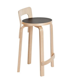 Artek - High Chair K65 kruk - zitting zwart linoleum