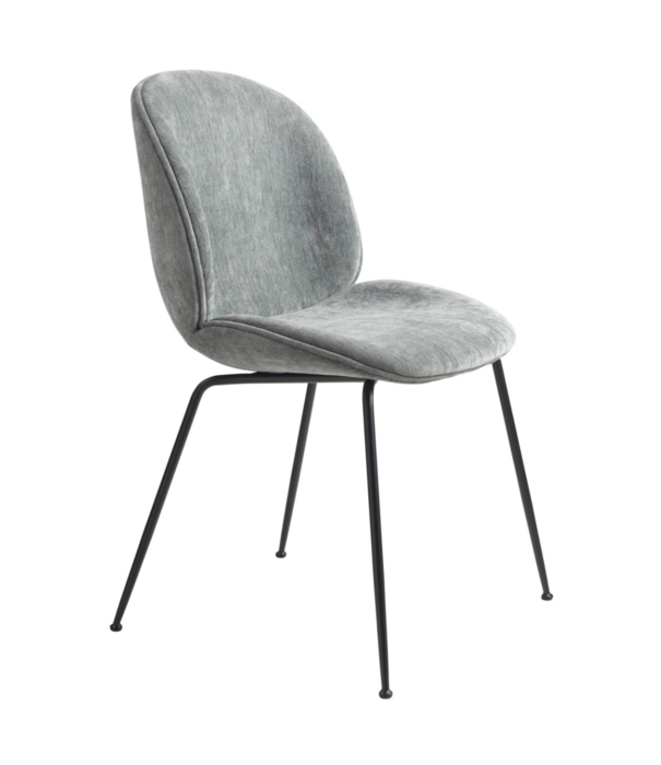 Gubi  Gubi Beetle Eetkamerstoel Belsuede grey, voet zwart