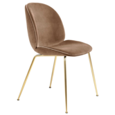 Beetle Dining Chair fabric Eros beige velvet, conic base brass