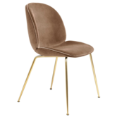 Gubi Beetle Dining Chair Eros beige velvet, base brass