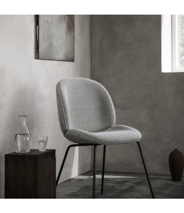 Gubi  Beetle chair upholstered Eros graphite velvet  - conic black base