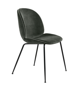 Beetle chair upholstered Eros graphite velvet  - conic black base