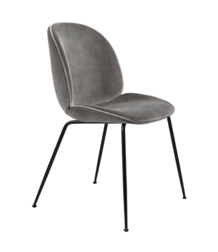 Beetle chair upholstered Eros concrete velvet  - conic black base