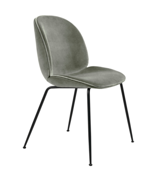 Gubi Beetle Eetkamerstoel Eros pastel green velvet, voet zwart