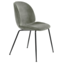 Beetle chair upholstered Eros pastel green velvet  - conic black base