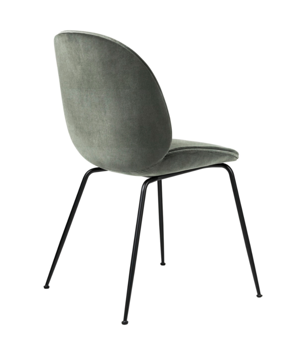 Gubi  Beetle Dining Chair fabric Eros pastel green velvet, conic base black