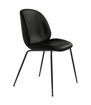 Gubi - Beetle chair upholstered Triumph Black leather  - conic base black
