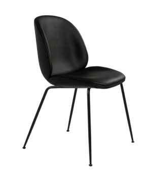 Gubi Beetle Dining Chair Triumph Black leather, black conic base