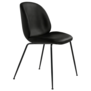 Gubi - Beetle Dining Chair Triumph Black leather, conic base black