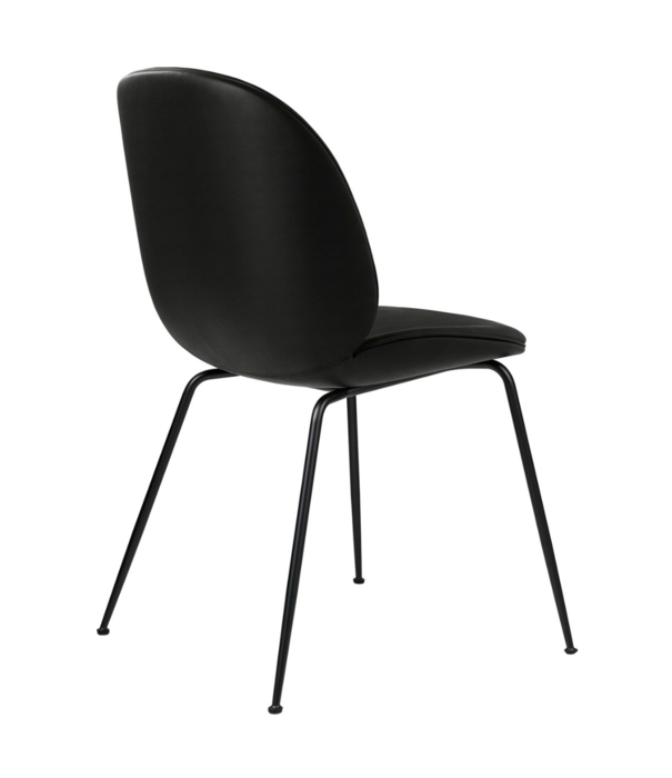 Gubi  Gubi - Beetle chair upholstered Triumph Black leather  - conic black base
