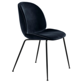 Gubi - Beetle chair upholstered Blue Sapphire velvet  - conic black base